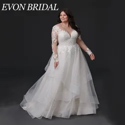 EVON BRIDAL Exquisite Backless Vestido de Noiva Plus Size Mangas Longas AppliEVON BRIDAL Exquisite Backless Vestido De Noiva Plus Size Mangas Compridas Applique Vestidos De Noiva A Linha Scoop Neck vestidos novias boda