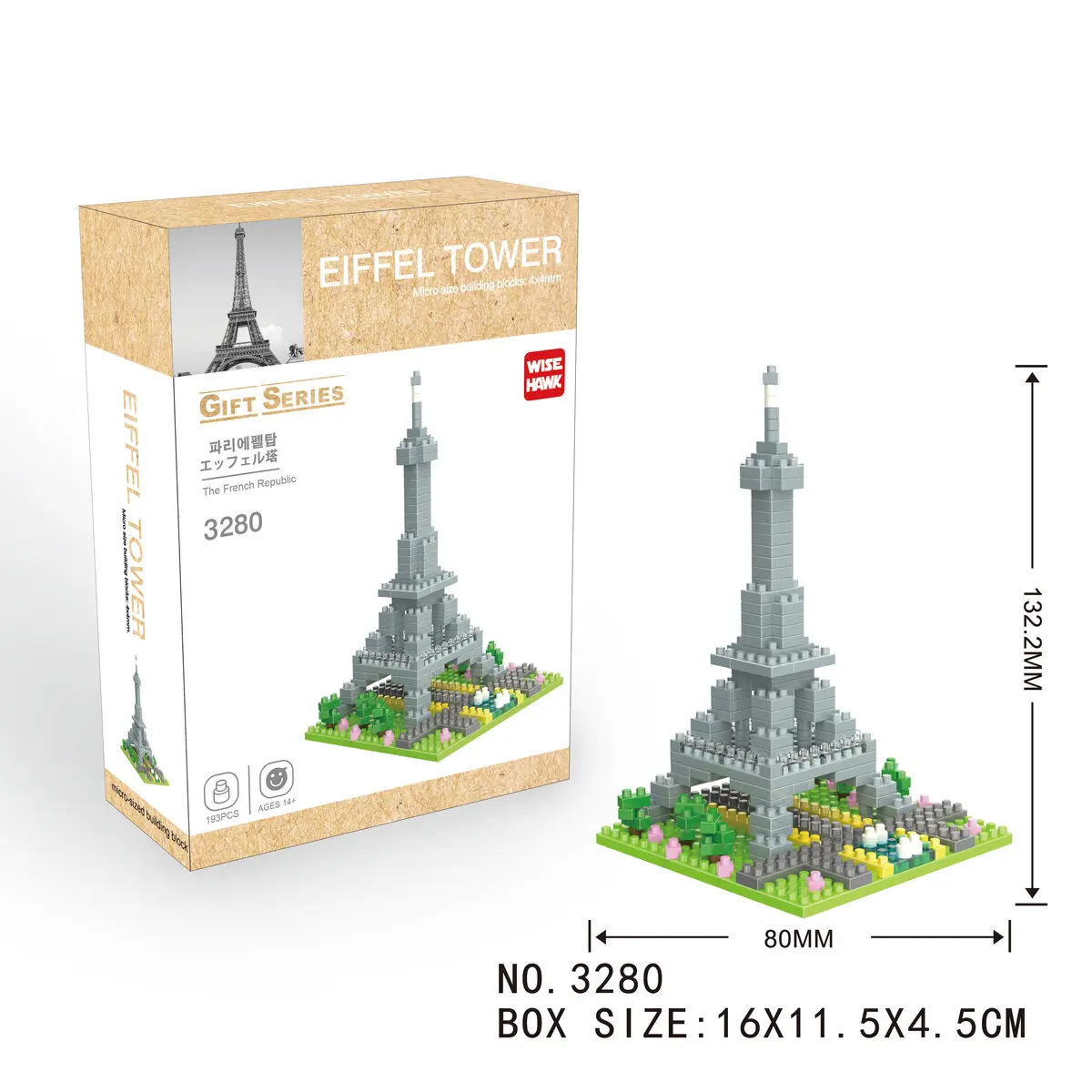 Wise Hawk Eiffel Tower Mini Building Blocks 3280 Toys for Boys and Girls, Blocks, original, Store, Official License, New, bricks, bricks, Gift, Man, Woman, adult, cheap, price