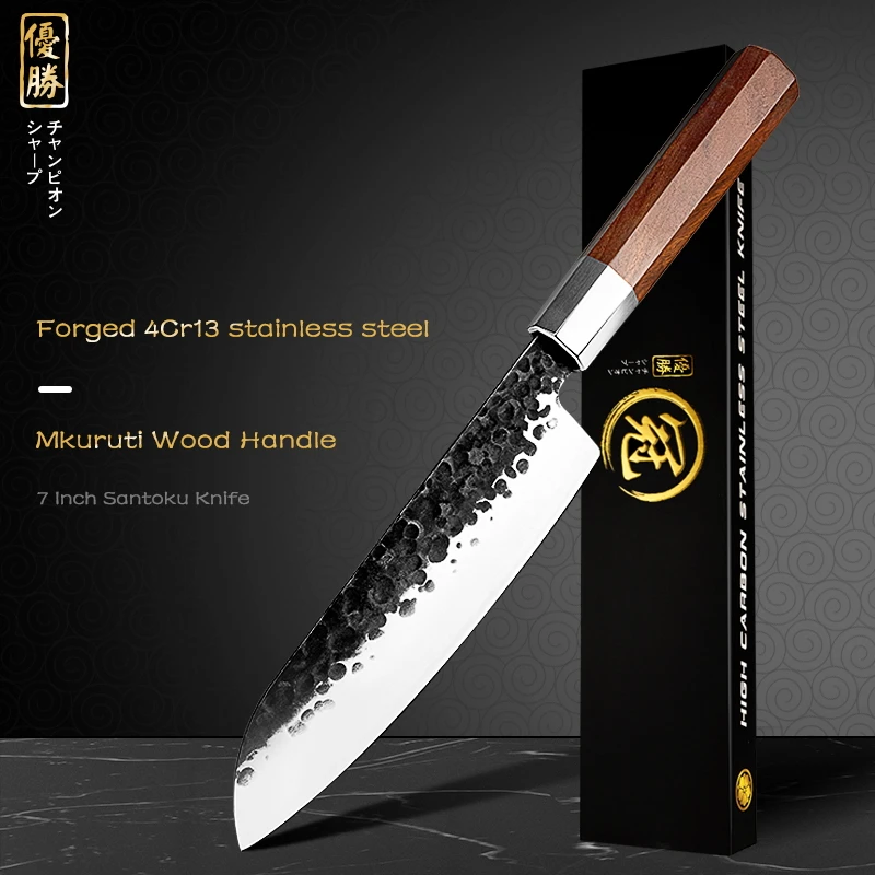 

Santoku Knife 7 Inch Handmade Kitchen Japanese High Carbon Steel Chef's Cooking Tools Sushi Slicing Sharp Butcher BBQ Gadgets