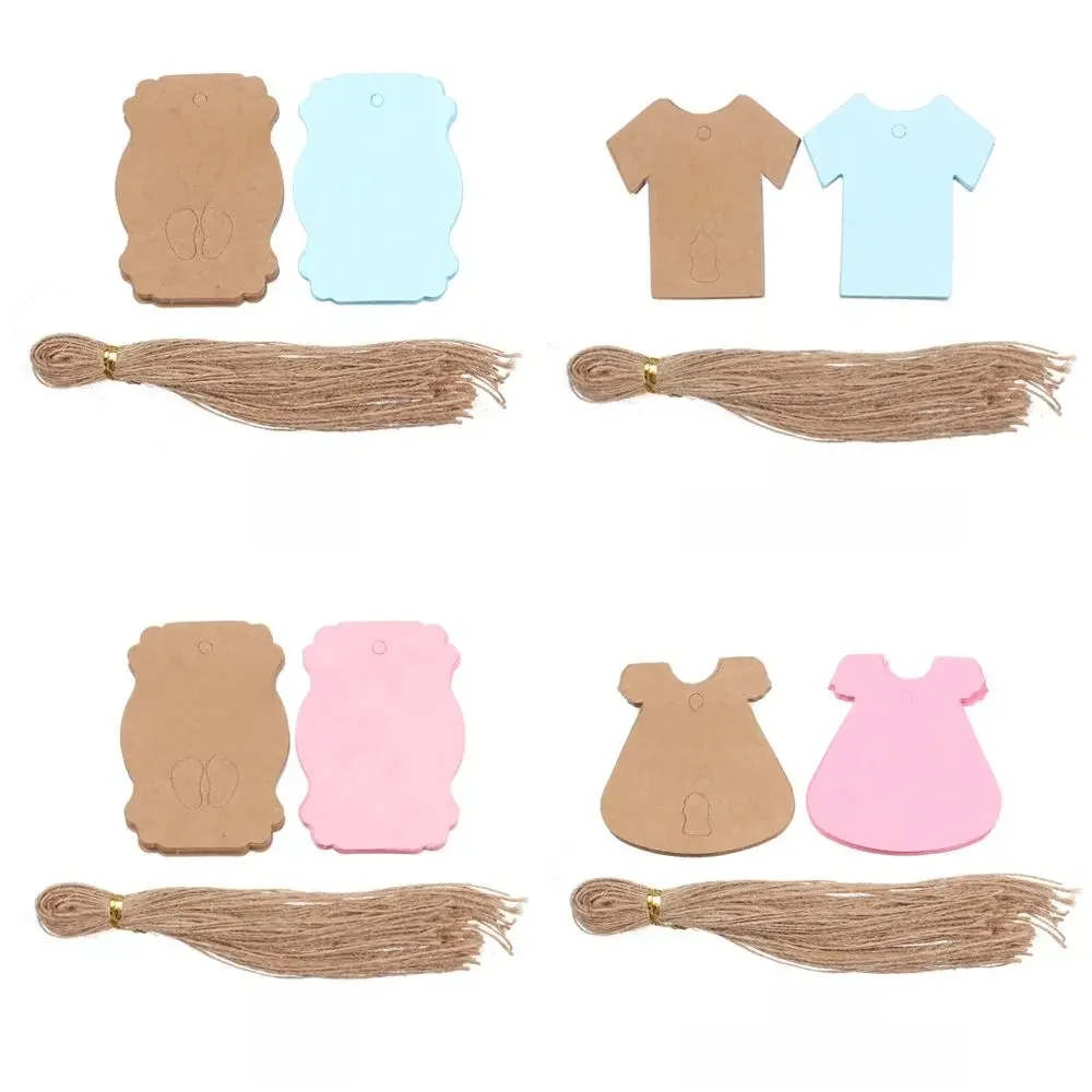 50 SZTUK Dziękuję za przyjść Baby Shower Wiszące tagi Butelka do karmienia Stopy Wzór Etykiety do pakowania Chrzciny Materiały imprezowe Prezent — zdjęcie 2