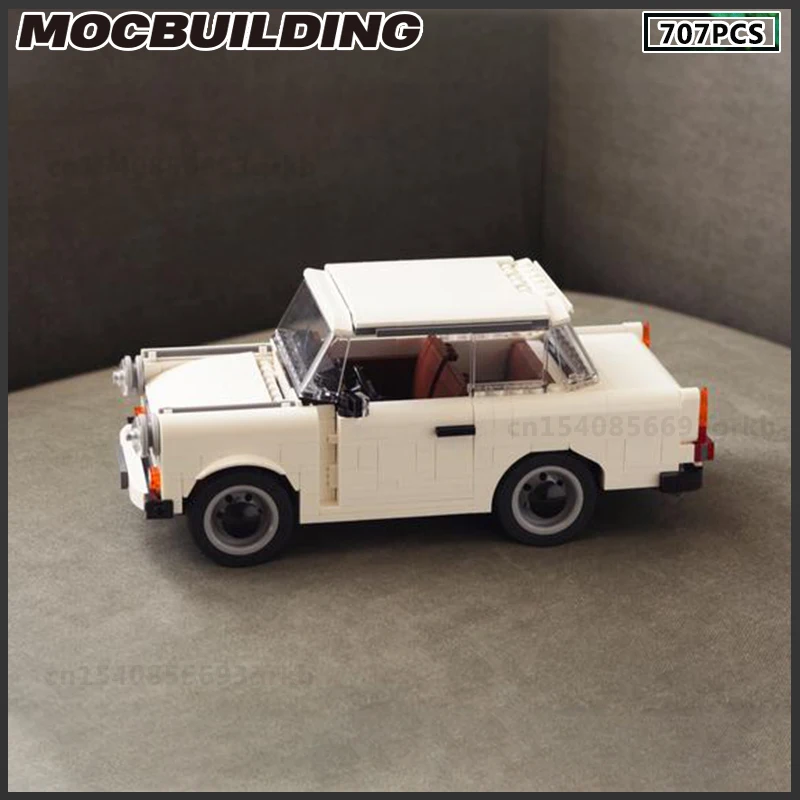 Moc bloco de construção vintage automóvel estilo europeu carro 601 brinquedo branco presente aniversário coleção clássico nostalgia série