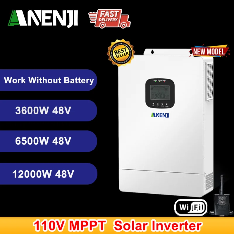 

ANENJI 3.6KW 6.5KW 12KW 48V Solar Inverters 110V Hybrid On/Off Grid Inverter inversor solar híbrido MPPT Wifi for Solar Panel