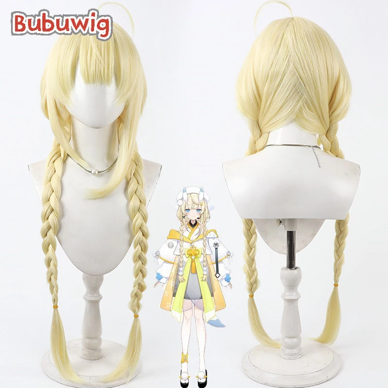 

Bubuwig Synthetic Hair Kadou Mikaru Cosplay Wigs Virtual YouTuber Kadou Mikaru 80cm Long Light Blonde Braided Wig Heat Resistant