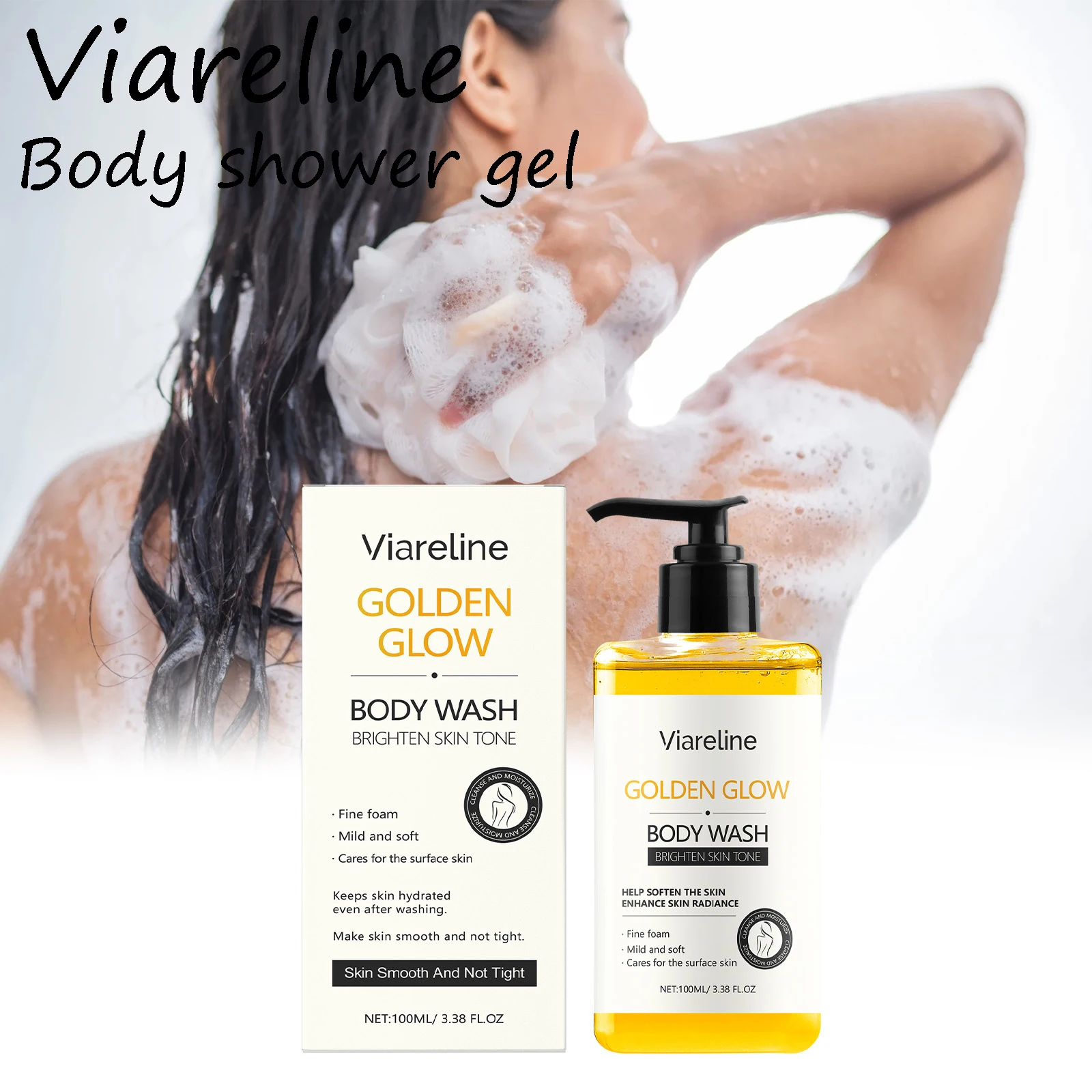 جل استحمام للجسم من Viareline، رغوة غنية، تنظيف عميق لأوساخ الجسم، يقلل من الخشونة ولا تنعيم ضيق، غسول الجسم المنعش