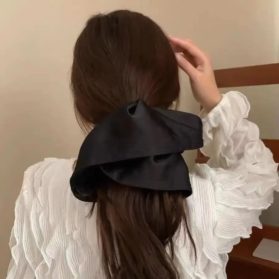 Duże satynowe sztuczny jedwab bardzo duża Scrunchie XXL duże, jedwabiste, gumki do włosów chustka akcesoria do włosów — zdjęcie 2