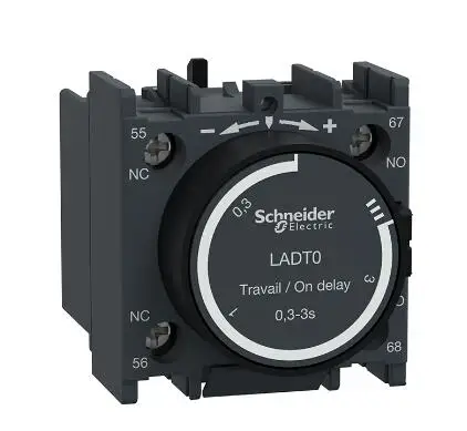 LAD-T0 LADT0 Time delay auxiliary contact block, TeSys D, 1NO + 1NC, on delay 0.3-3 s, front mounting, screw terminals