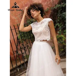 Cap Sleeve Lace Bodice Two Pieces Wedding Dress for Women 2024 Wedding Reception Dresses for Bride vestido fiesta boda invitada