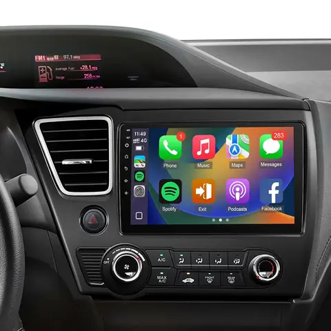 Android 12 Car Stereo for Honda Civic 2013-2017, 9inch IPS Touch Screen for Civic Head Unit, Carplay/Android Auto/Bluetooth/GPS/WiFi/Backup Camera/SWC+MIC(Fit Large Screen Non Knob)