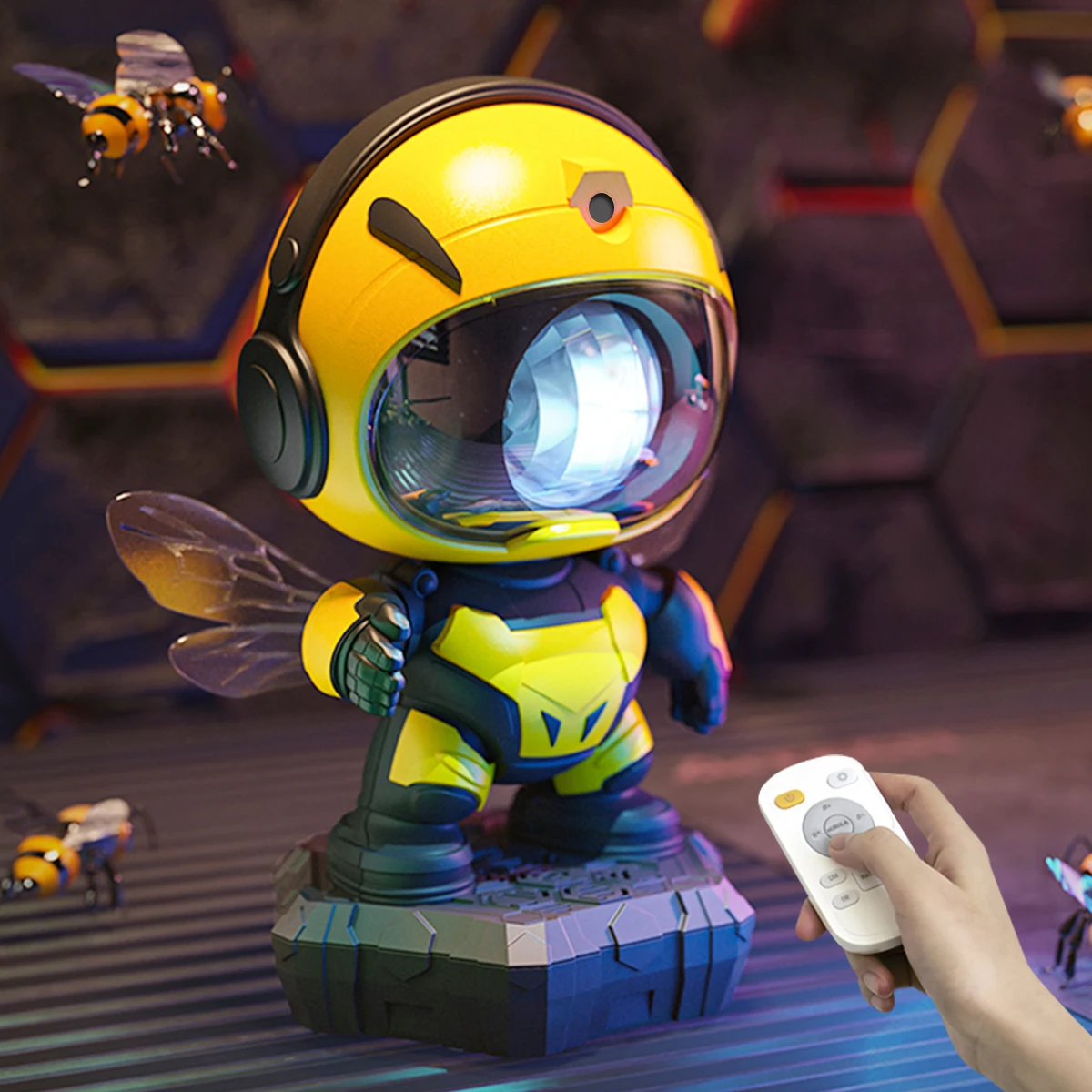 Projector Light, Small Bee Projector, LED Light, Starry Nebula Sky, Galaxy Design, Suitable for Bedroom, Part
