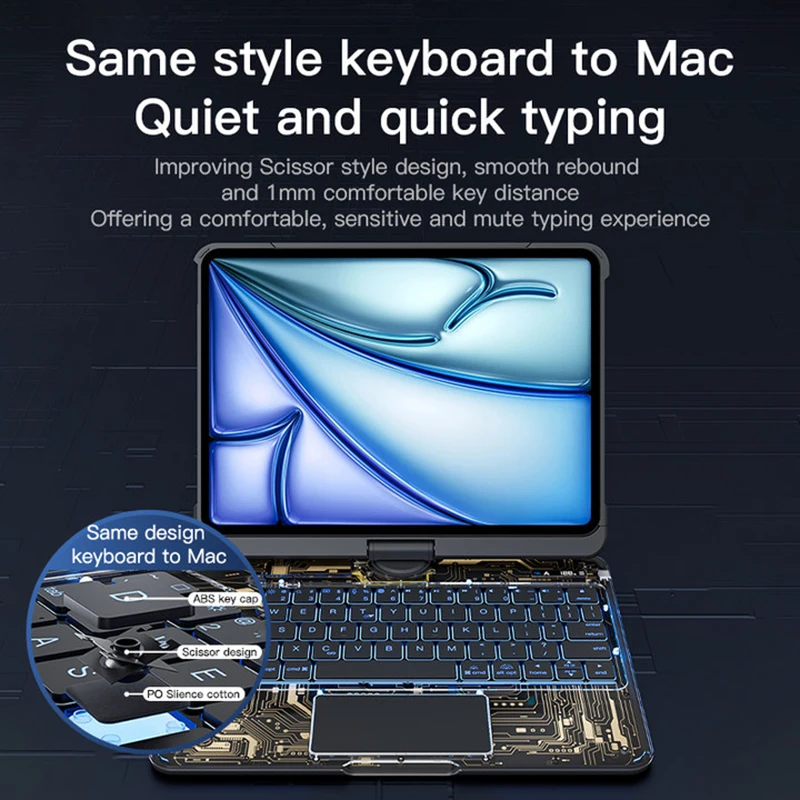 360 °   Casing Keyboard Ajaib Berputar untuk iPad Pro 13 inci 2024 dengan Penutup Keyboard CoreTech Trackpad Lampu Latar Pintar