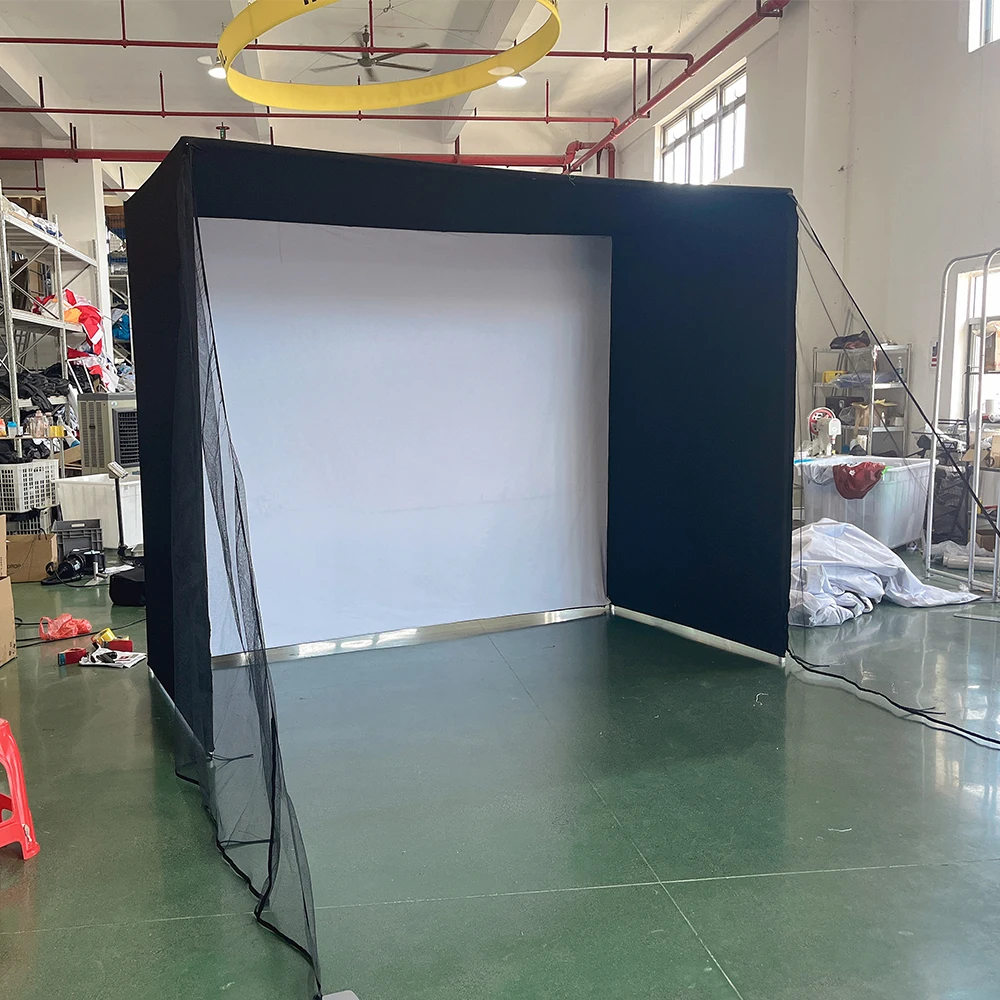 Complete Set With Frame Outdoor Golf Simulators Enclosure HD Impact Screen Kit 10/12/14 FT Golf Simulator Enclosure Tent  Indoor