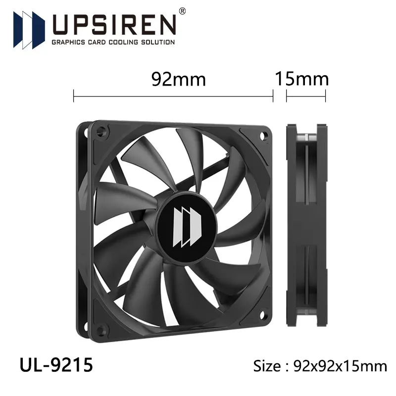 

UPSIREN UL-9215 Вентилятор охлаждения корпуса компьютера, 92X92X15 мм Ультратонкий гидравлический подшипник/9 лопастей/вентилятор с большим объемом воздуха