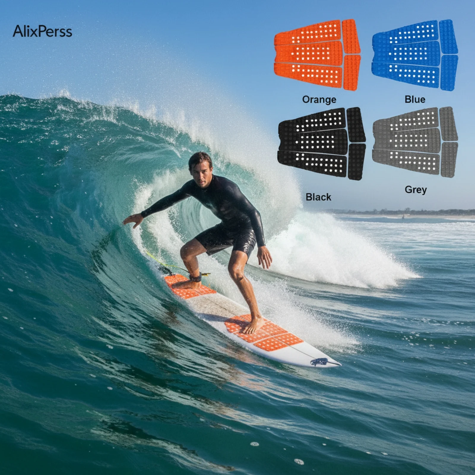 Prancha de tração para surfe, 5 peças, plataforma de tração para prancha de surf, kiteboard de prender para esportes aquáticos ao ar livre