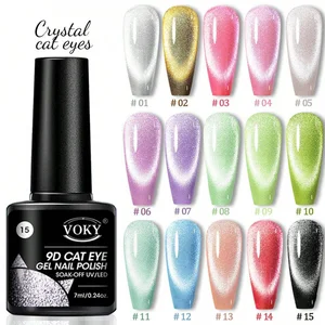 6 buah Set Pemoles Gel Kuku Magnetik Kucing Glitter Cat Eye Holografik Reflektif Semi Permanen Gel UV Rendam Seni Kuku Berkilau 8 glitter penjualan terbaik untuk kuku - №