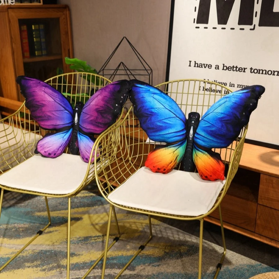 Buntes 3D-Schmetterlingskissen, dekoratives Tier-Wurfkissen, Druck-Akzentkissen, gefülltes Kissen, Bett, Schlafzimmer, Couch, Raumdekoration – Detail 13