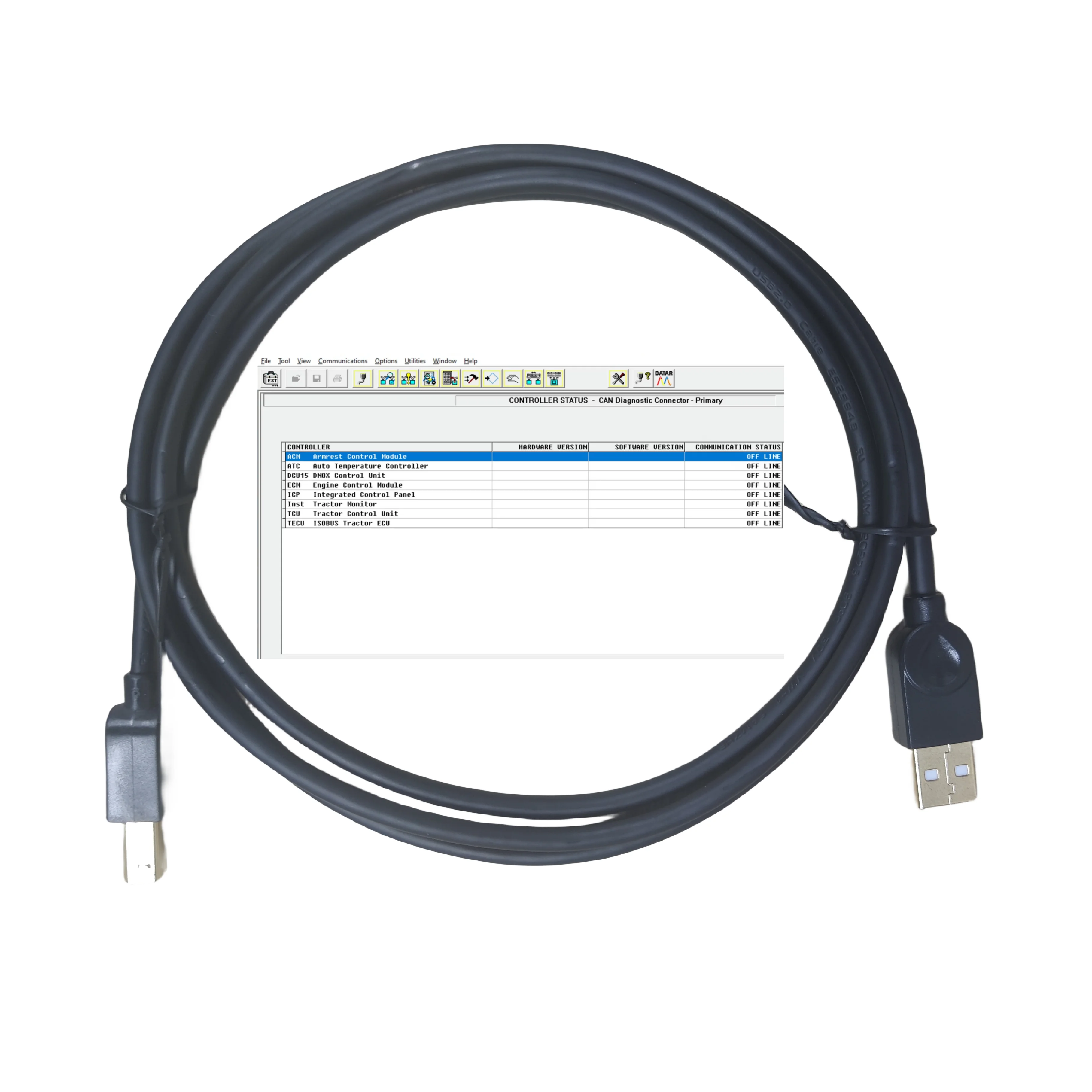 كابل USB جديد 9PIN K LINE لأدوات الخدمة الإلكترونية CNH Holland DPA5 EST 9.12 9.8 [الهندسة CNH EST 9.10] + المنشط