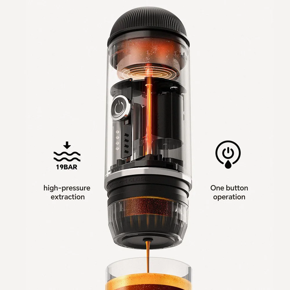 ماكينة صنع القهوة للسفر بمسحوق الكبسولات 2 في 1 ماكينة قهوة اسبريسو كهربائية محمولة للسيارة والمنزل ماكينة صنع القهوة للتخييم