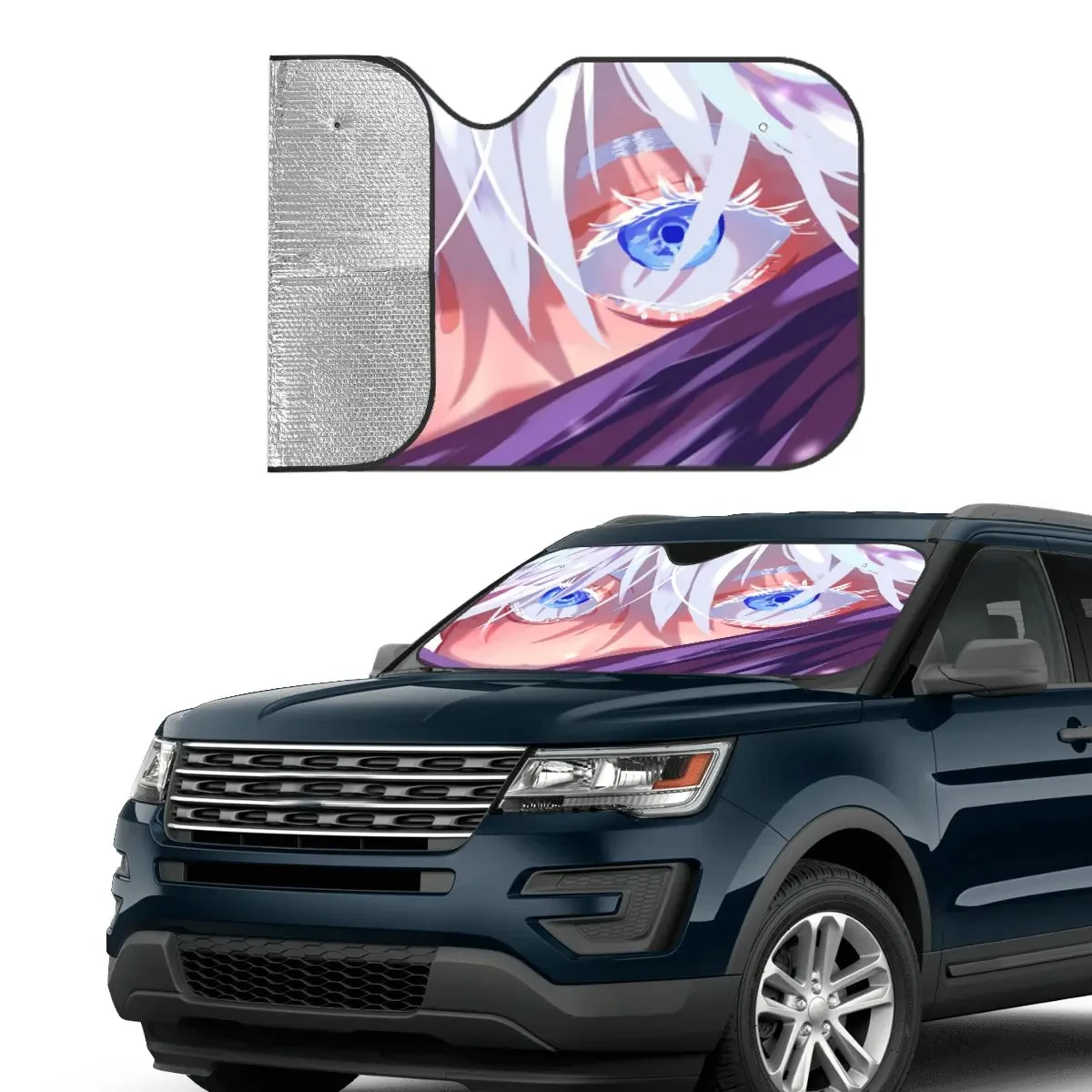 Gojo Satoru Collage Manga Windshield Sunshade Anime Eyes Cute Car Front Windshield 70x130cm Sun Visor Blinds Sun Shade Protect