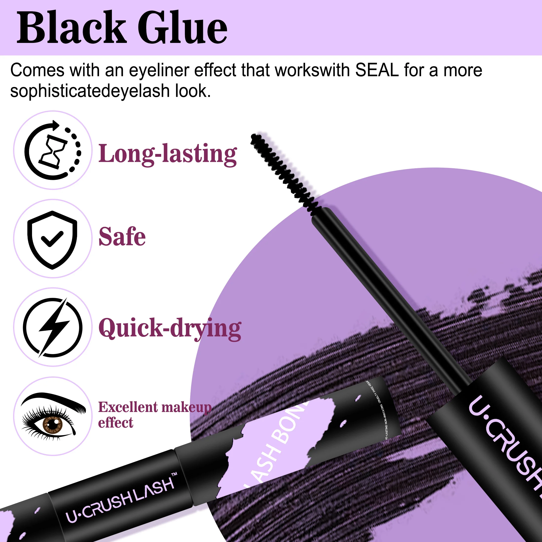 Cola para cílios postiços 2 em 1, bond & seal, dura 72 horas, à prova d'água e à prova de suor, adequada para usar durante o exercício.