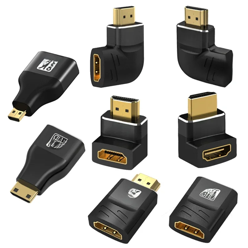 8K HDMI 2.1 Adapter 90 270 Degree Right Angle Male to Female Converter HDMI Cable Extension Connector For TV Laptop PC Monitor
