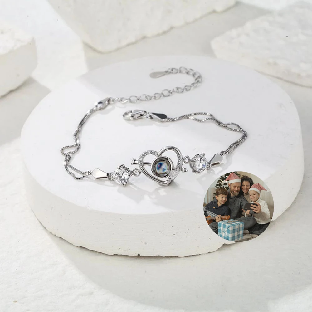 Custom Bracelet 925 Sterling Silver Projection Photo Bracelet Pet Picture Personality Custom Photo Anniversary Christmas Gifts