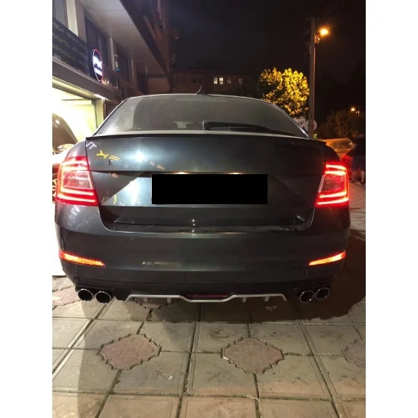 Dla Skoda Octavia tylny zderzak samochodowy dyfuzor czarny plastik ABS samochód stylizacji Spoiler deflektor Body Kit Splitter Lip Professional