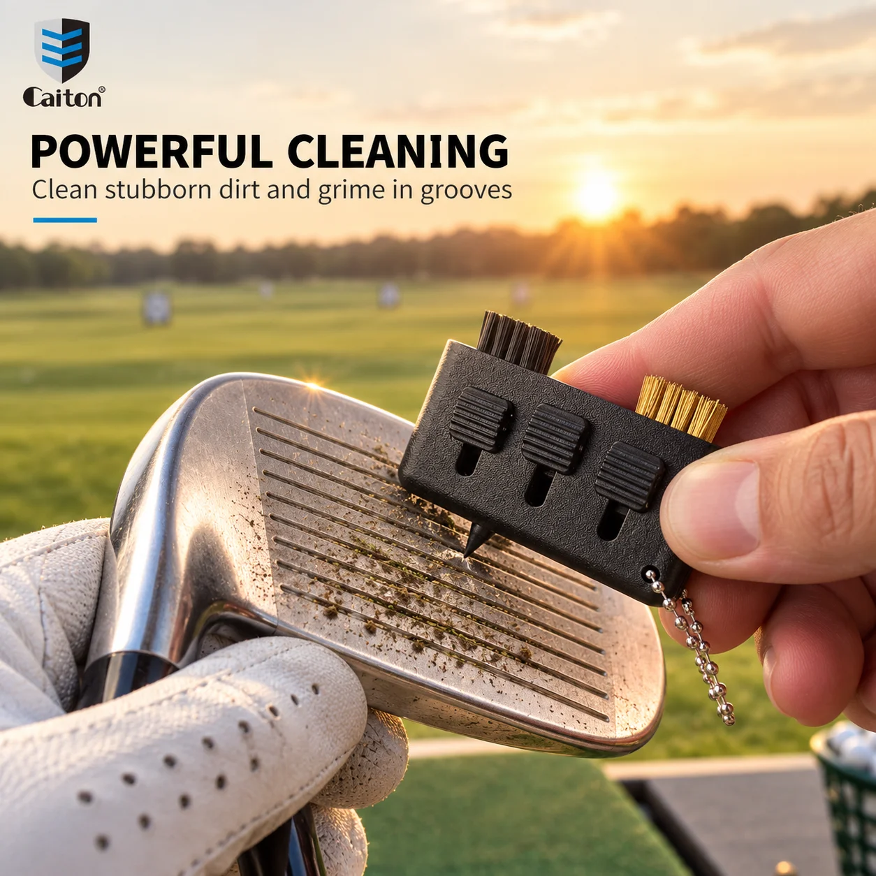 Caiton 1pc Golf Cleaning Brush 3-in-1 Golf Club Cleaner Shoe & Ball Brush Portable Golf Cleaning Tool Golf Club Maintenance