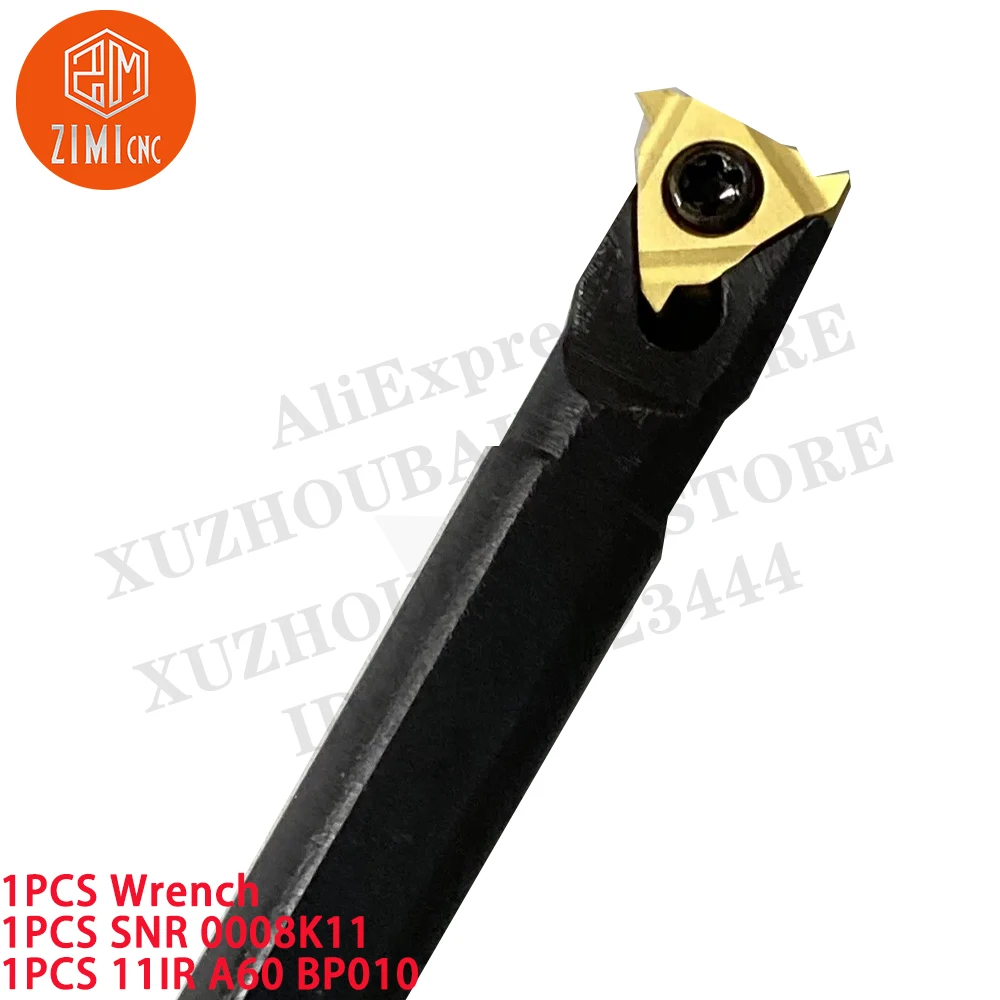 1PCSSNR0008K11 스레딩 터닝 공구 홀더 보링바 + 1PCS 11IR A60 초경 인서트 CNC 금속 선반 기계적인 절단 도구