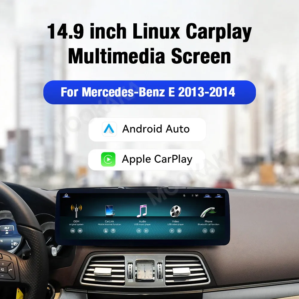14.9inch Screen Linux Wireless Android Auto for Mercedes Benz E Class W212 2009 2010 - 2015 with Carplay Interface Mirror Link