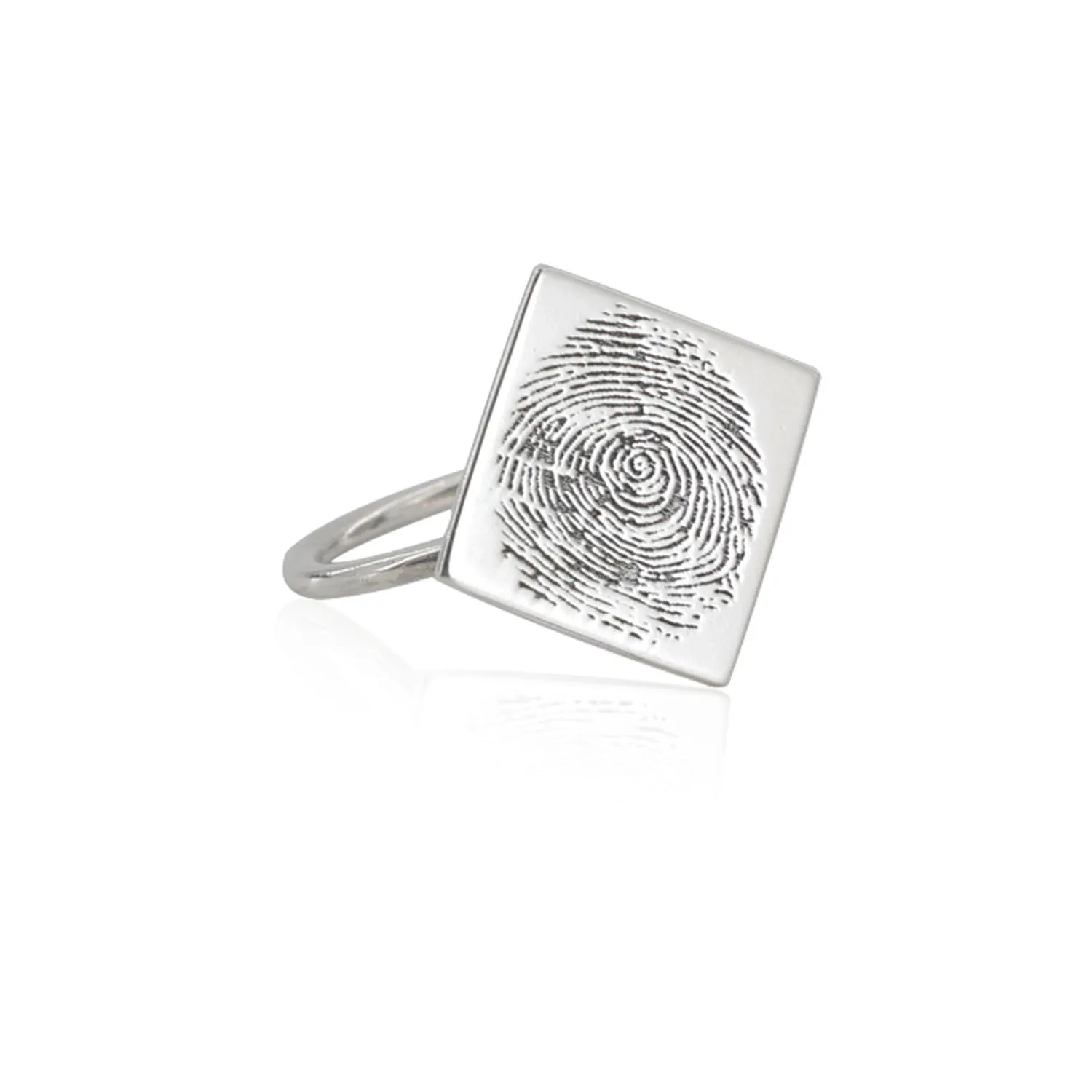 

Personalized Custom Women Ring 925 Solid Silver Square Shape Finger Print Logo Fashion Ring Wholesale