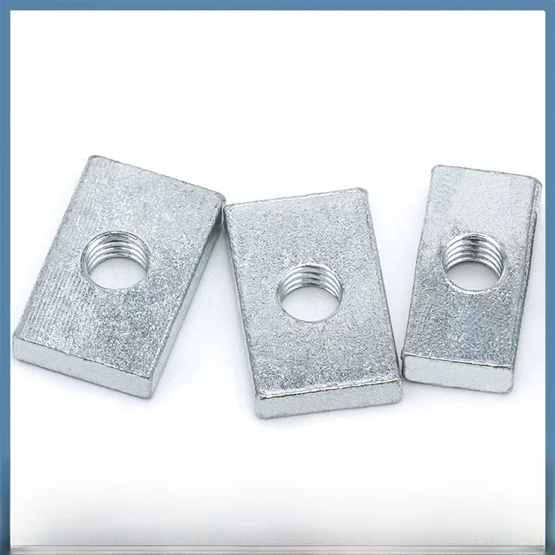 Écrous carrés M3 M4 M5 M6 M8, 10/50 pièces, écrous rectangulaires, bloc coulissant fin, en acier au carbone zingué, accessoire de profil en aluminium