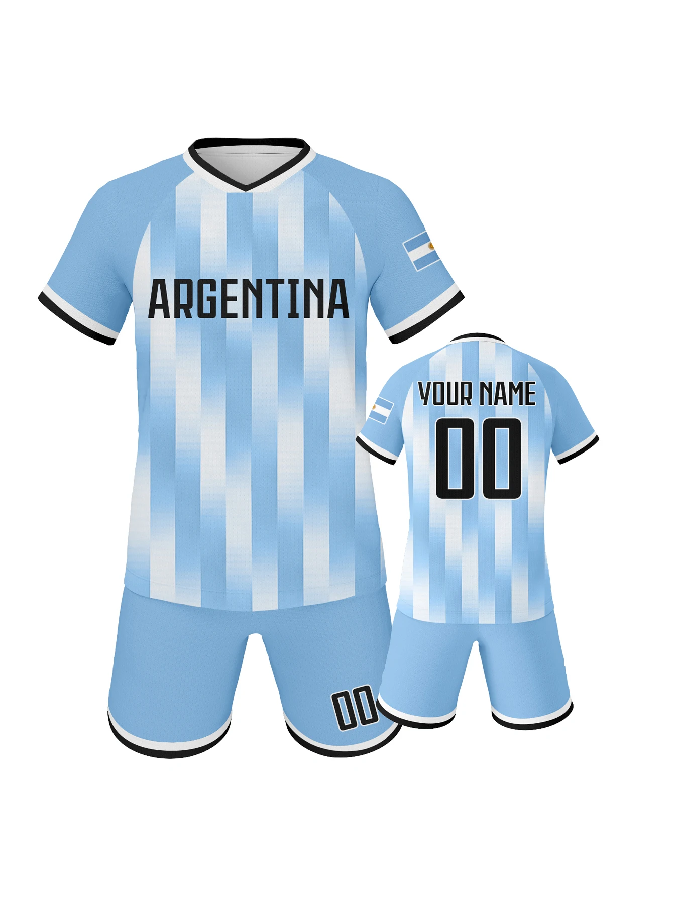 

Custom Kids Argentina Soccer Kit Personalized Football Set with Name & Number, Breathable National Team Training Uniform