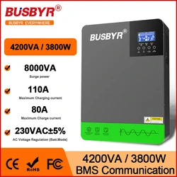 4200W Grid-Tie/Off-Grid Hybrid Inverter DC 24V to 230V AC 120A MPPT Solar Charge Controller Max PV Power 4200W Pure sine wave