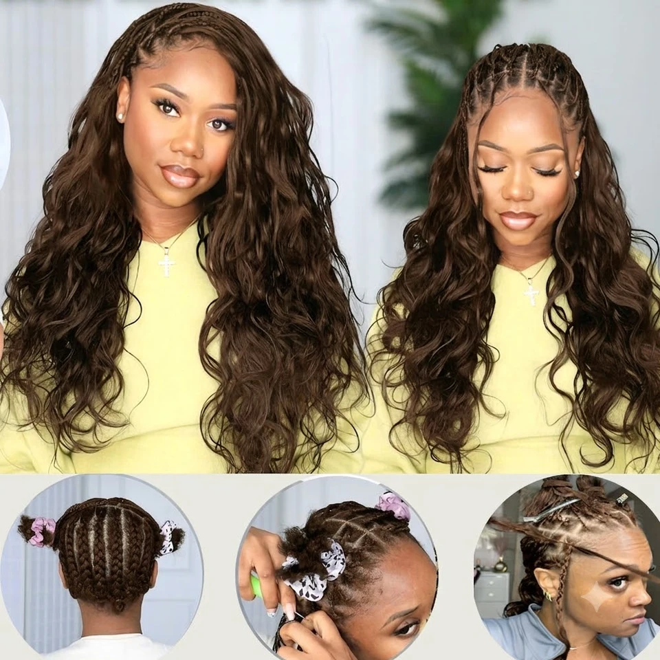 Cabello 100% Humano Crudo Body Wave Miracle Knots Trenzas para Crochet Extensiones Boho Chocolate Feather Cabello Humano para Crochet 5
