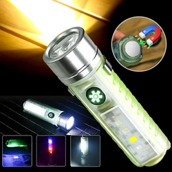 Mini lampe de poche LED USB Rechargeable lampe de poche lampe de poche magn￩tique forte lampe lat￩rale portable lampe de camping lumi￨re d'urgence