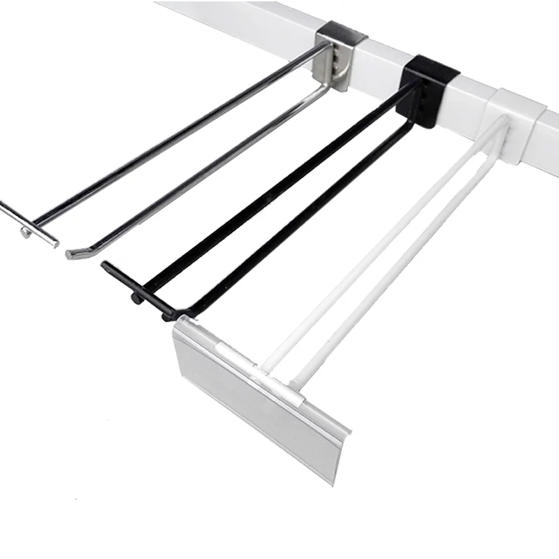 FuWell Slatwall Hooks Supermarket Display Hook Hanger 150/200/250/300/350mm Silver/Black/White Fit for 30x15mm Square Tube