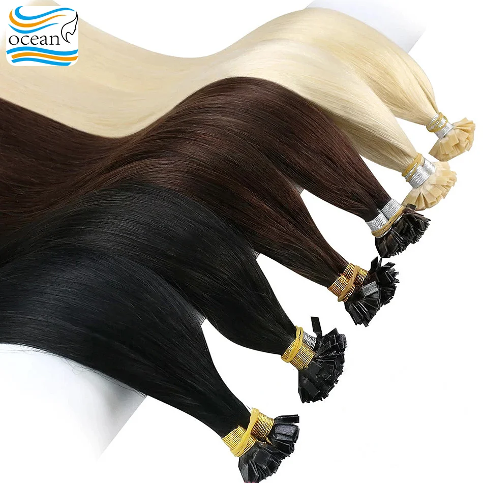 

Straight Flat Tip Keratin 100% Human Hair Extension By Fusion Capsules 0.8g-1g/Strand Natural Hair Extension Ombre Blond Color