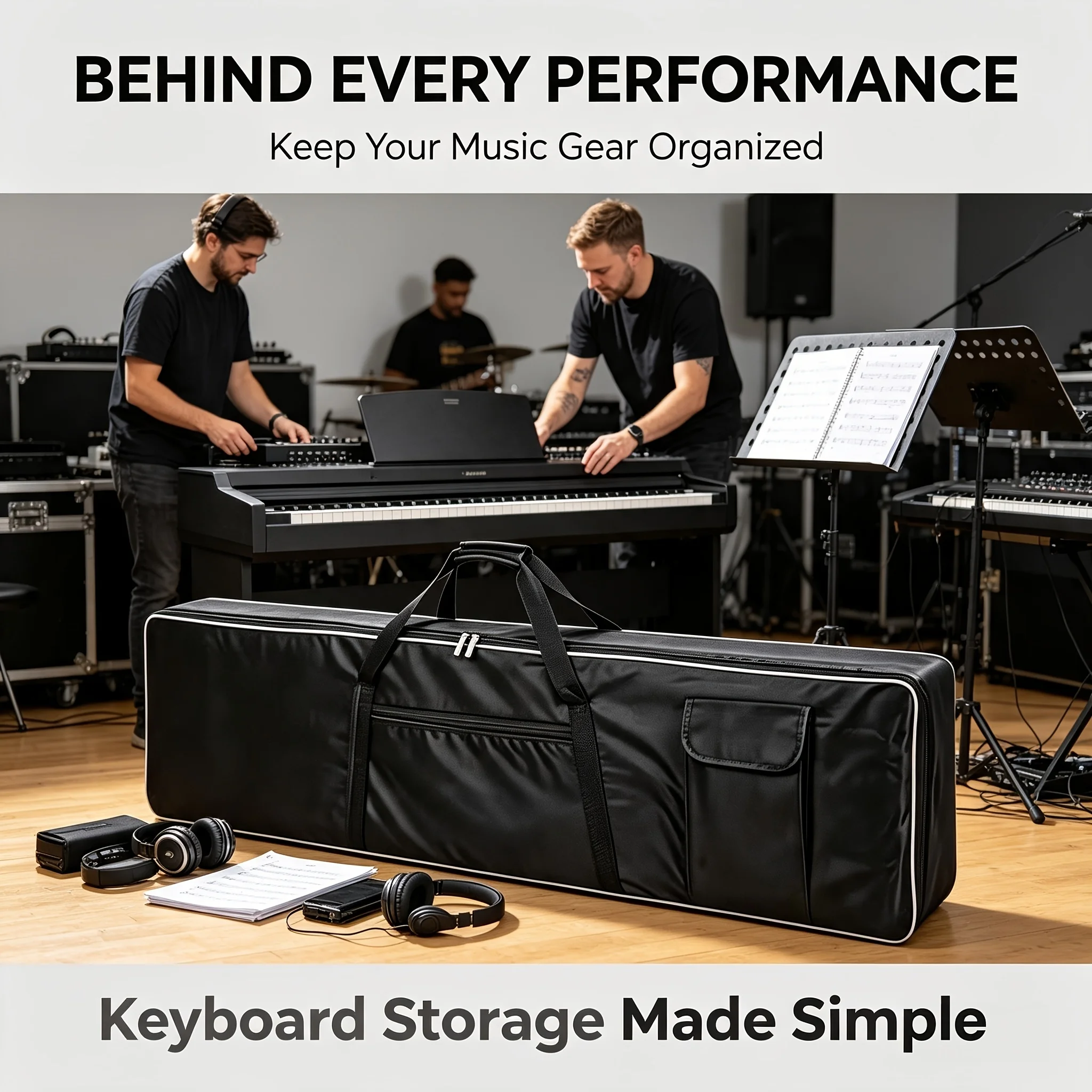 88 Key Keyboard Bag, Electric Piano Performance Storage Bag, Electronic Keyboard Storage Bag, 420D Oxford Cloth Strap Handle image 4