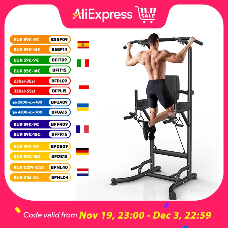 Power Tower Dip Station Pull Up Bar Multi-Function Power Tower Push Up Workout Abdominal Exercise for Home Gym Strength Training