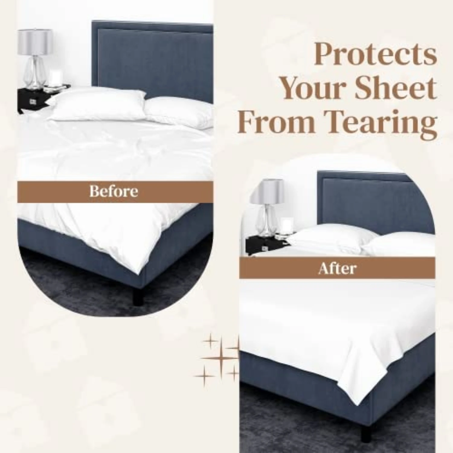 FeelAtHome 2Pcs Adjustable Criss Cross Bed Sheet Straps with Metal Clips Fitted Sheet Mattress Fasteners Black