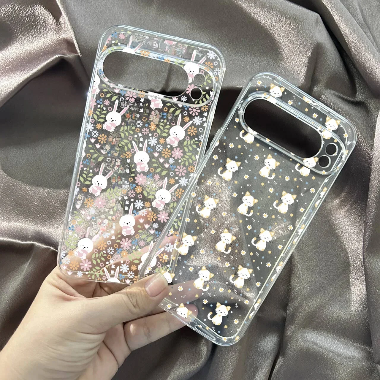 Jolie coque de téléphone en TPU souple et transparent, motif d'ours, chat, lapin, fleur, pour Google Pixel 8A 9 Pro XL 8 Pro 7 6A 5G