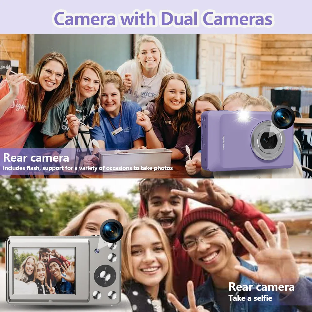 Digital Camera with 32GB TF card, 1080p Resolution|USB Rechargeable|1000mAh Battery|Take Pictures & Record Videos|Perfect Gifts