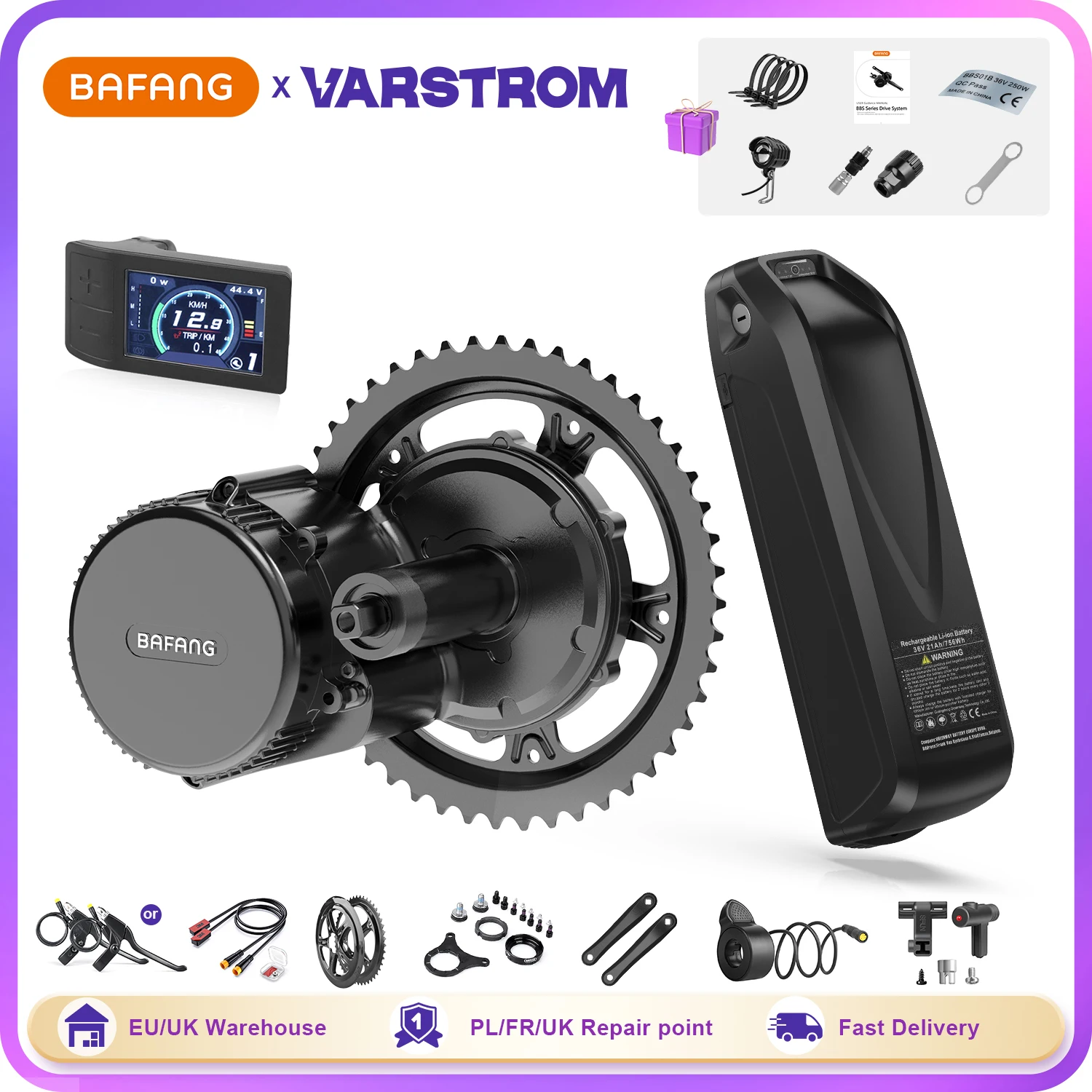 Bafang BBS02B BBS02 750W Motor Mid Drive Electric Bicycle Conversion Kit 68 / 100mm Bicycle Engine 48V 20Ah 13Ah eBike Battery