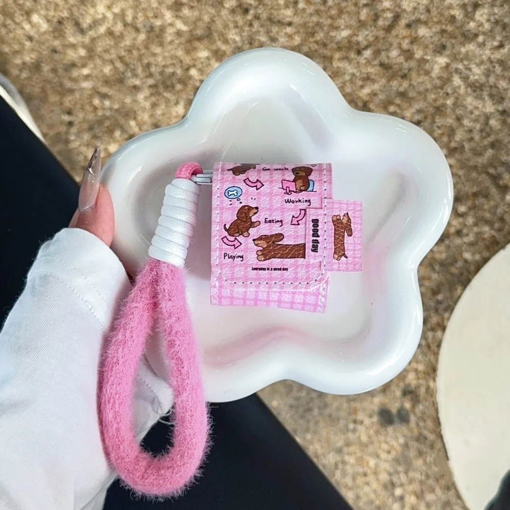 

Cute creative pink plaid puppy headphone protective case for AirPods 2 3 4 Pro 2 3 fashion cute new shockproof protective case