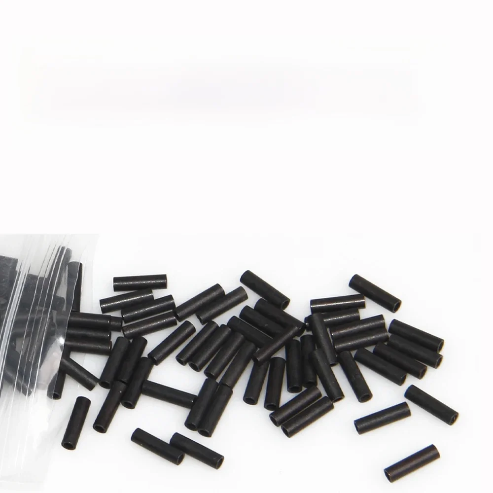 Manchons de sertissage de pêche noirs, 100 pièces, manchon de sertissage de tuyaux, connecteurs de Tubes de ligne de pêche en cuivre, Leader de fil, matériel de gréement
