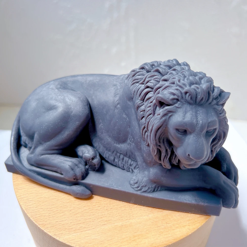 3D Charm Lions Statue Silicone Candle Mold Animal Sculpture Silicone Mould Figure Minimalist Desk Decor