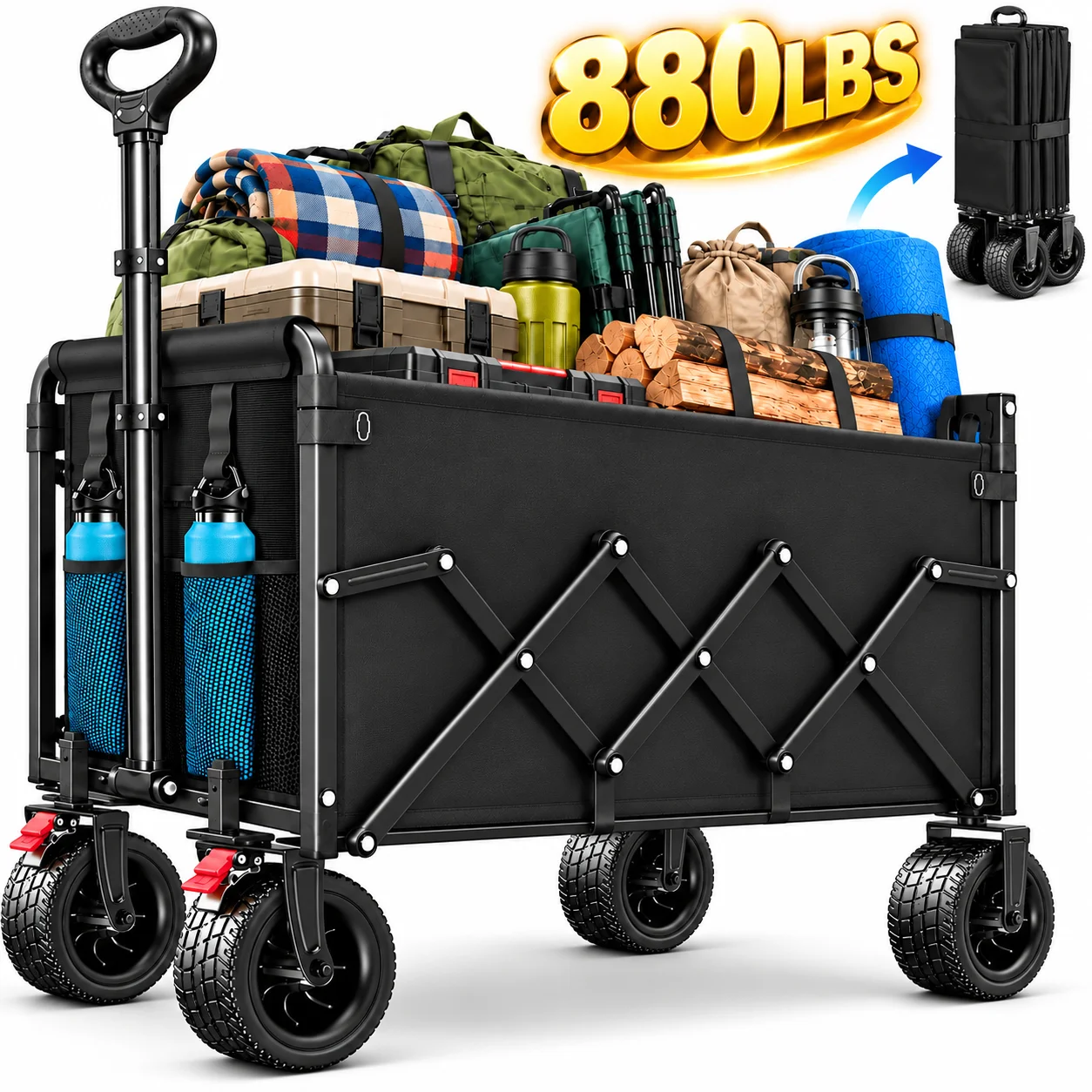 Outdoor Camping Trolley - عربة قابلة للطي متينة بسعة 880