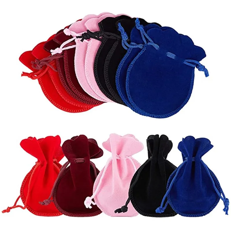 

SheepSew 50 Pcs 5 Colors Velvet Bags, Velvet Cloth Drawstring Pouches for DIY Candy Gift and Jewelry Necklace Bracelet Packing