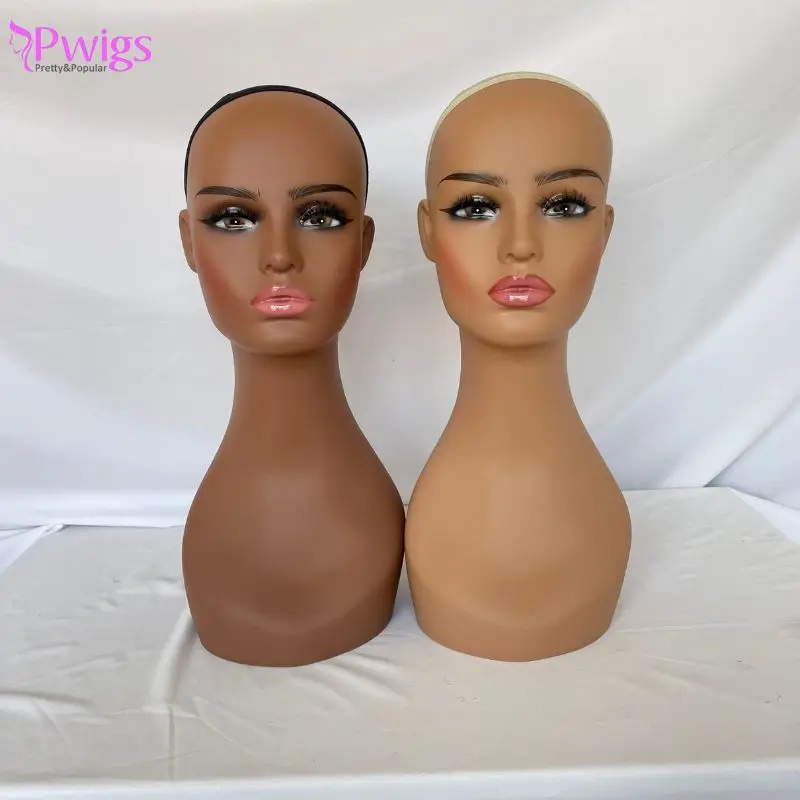 

Pwigs Female Makeup Mannequin Head Wig Mannequin Heads Display Piercable with T-pin In without Shoulder 18 Inch