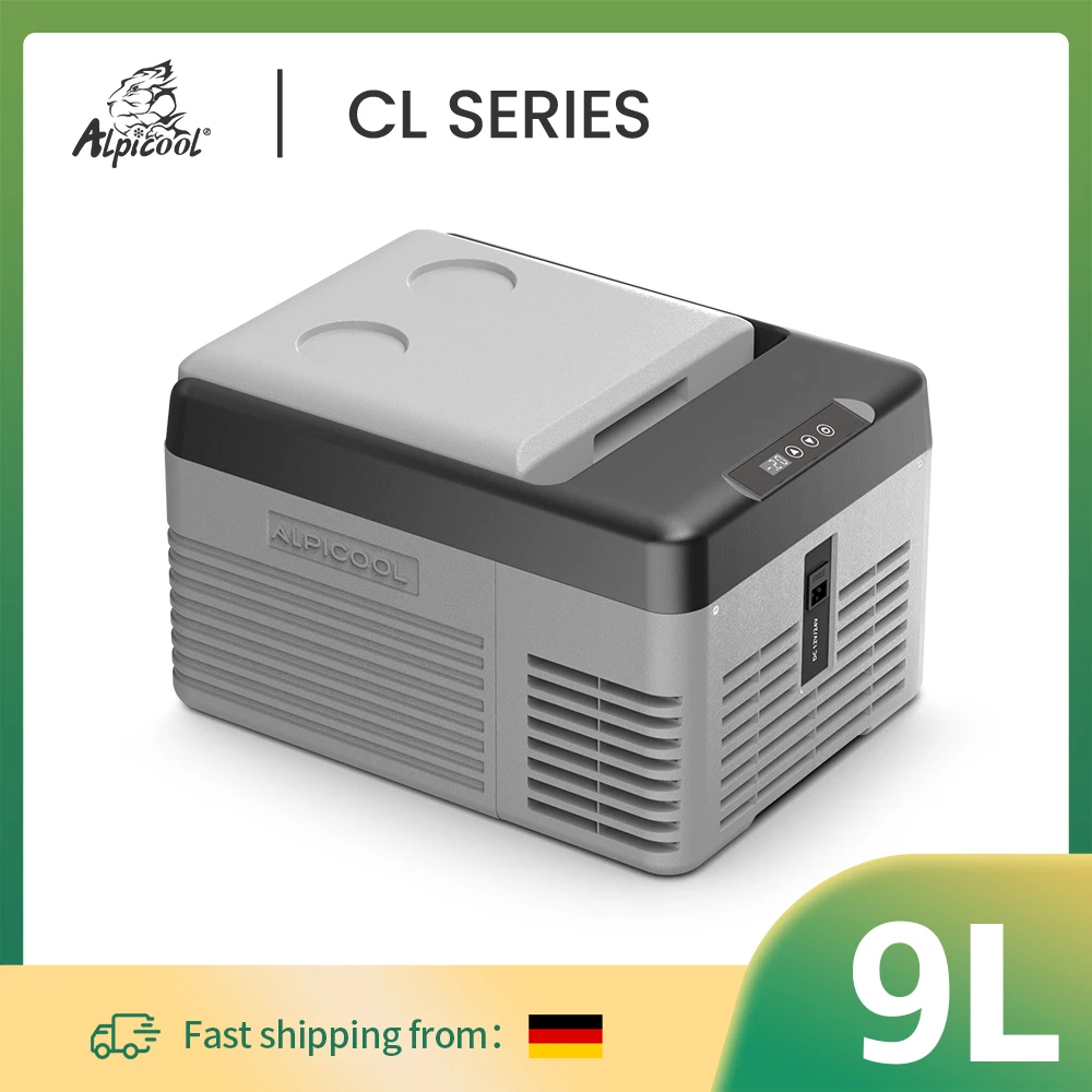 Alpicool CL9 9L Auto-Kühlschrank 12V Kompressor-Kühlbox Mini-Gefrierschrank 12/24V DC 100-240V AC Tragbarer Kühler für Camping und Reisen